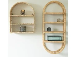 House Nordic Espejo De Pared|Espejo-Espejo redondo con borde de ratán Ø50 cm Color natural claro