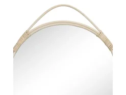 House Nordic Espejo De Pared|Espejo-Espejo redondo con borde de ratán Ø50 cm Color natural claro