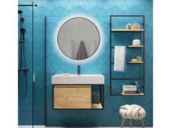 Discount Espejo redondo con iluminación decorativa LED Zeus para baño y hogar Transparente