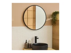 Espejo De Pared|Espejo-Espejo redondo de metal D60cm EMA Blanco