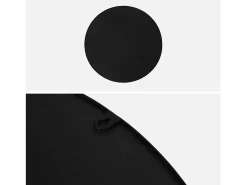 Sweeek Espejo redondo de metal decorativo de pared, 60cm Negro