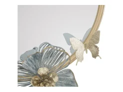 Espejo redondo de pared con decoraciones florales 3D Amy Multicolor