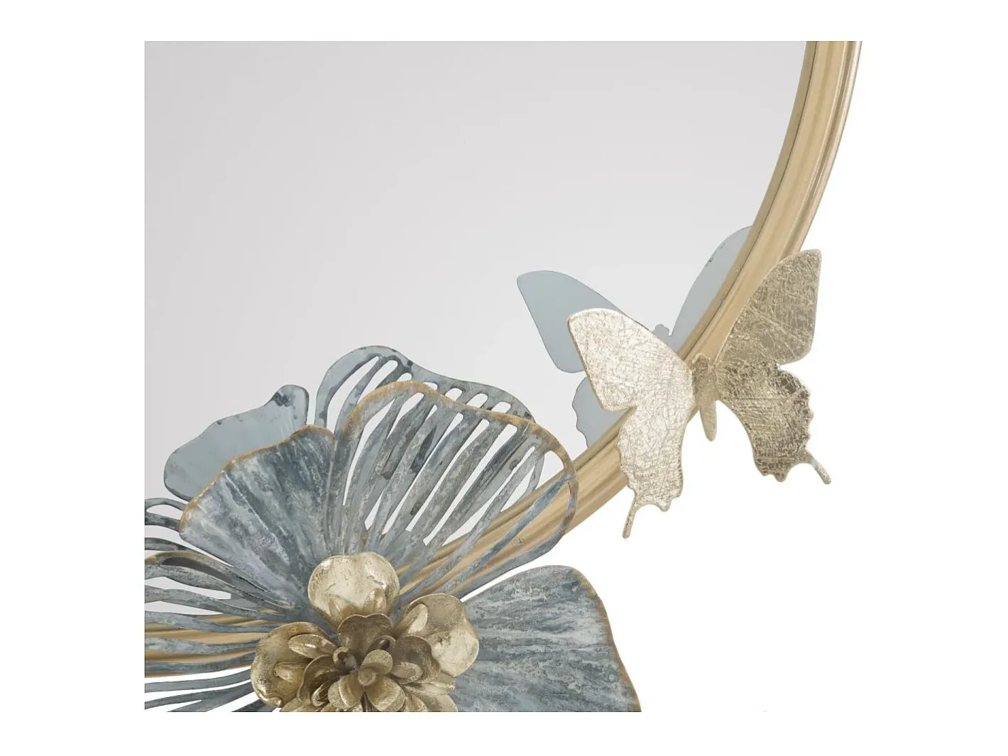 Espejo redondo de pared con decoraciones florales 3D Amy Multicolor