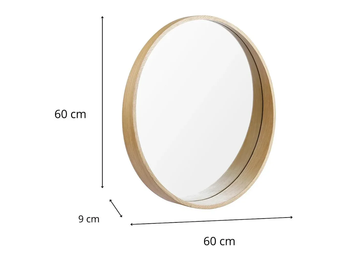 Discount Espejo redondo de roble VALI Color natural claro
