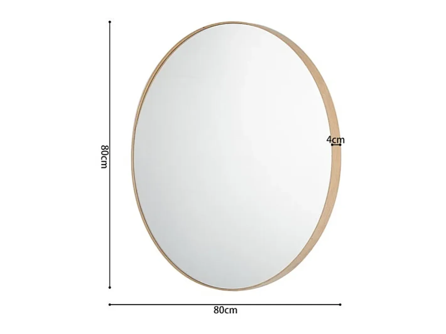 Meublorama Espejo redondo RIO – Ø80 cm – Acabado en roble envejecido – MDF con decoración de madera – Diseño natural y de tendencia Marru00f3n Discount