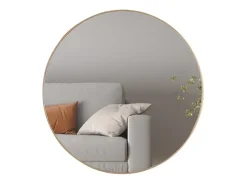 Meublorama Espejo redondo RIO – Ø80 cm – Acabado en roble envejecido – MDF con decoración de madera – Diseño natural y de tendencia Marru00f3n Discount