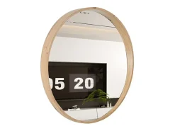 Online Meublorama Espejo redondo RIO con borde – Ø80 cm – Acabado en roble envejecido – Marco grueso – Diseño natural y moderno Marru00f3n