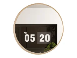 Online Meublorama Espejo redondo RIO con borde – Ø80 cm – Acabado en roble envejecido – Marco grueso – Diseño natural y moderno Marru00f3n
