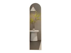 Meublorama Espejo-Espejo ROSALIA – 40x160 cm – Roble envejecido – Acabado de madera – Diseño rústico y refinado Marru00f3n