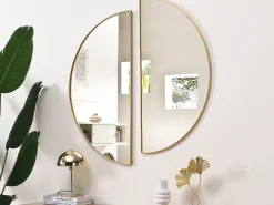 OZAIA Espejo De Pared|Espejo-Espejo semicircular design de metal - Ancho 50 x Alt. 100 cm - - GAVRA Dorado
