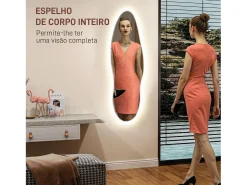 Homcom Espejo Tempo con luz LED transparente 120x40x3 cm Color natural claro New