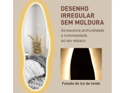 Homcom Espejo Tempo con luz LED transparente 120x40x3 cm Color natural claro New