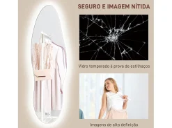 Homcom Espejo Tempo con luz LED transparente 120x40x3 cm Color natural claro New