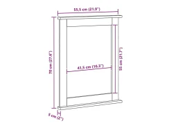 Espejo VIGO Marrón Miel 55,5 x 5 x 70 cm Madera Maciza de Pino Marru00f3n