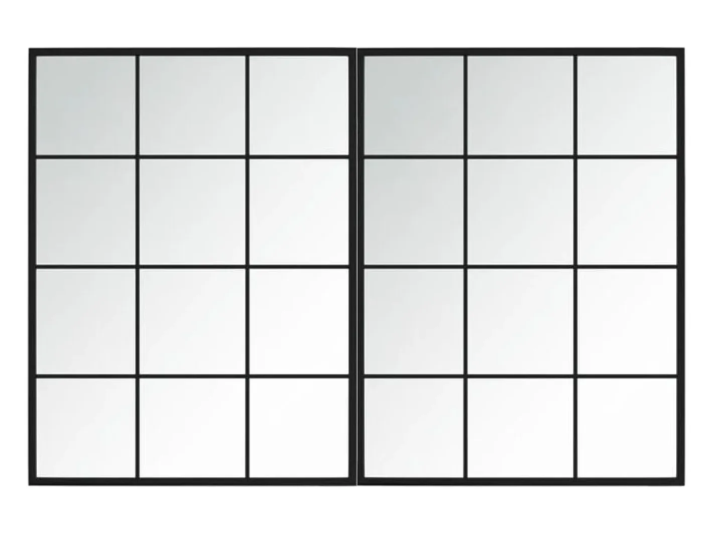 Espejo De Pared|Espejo-Espejos de pared 2 piezas 80x60 cm metal Negro