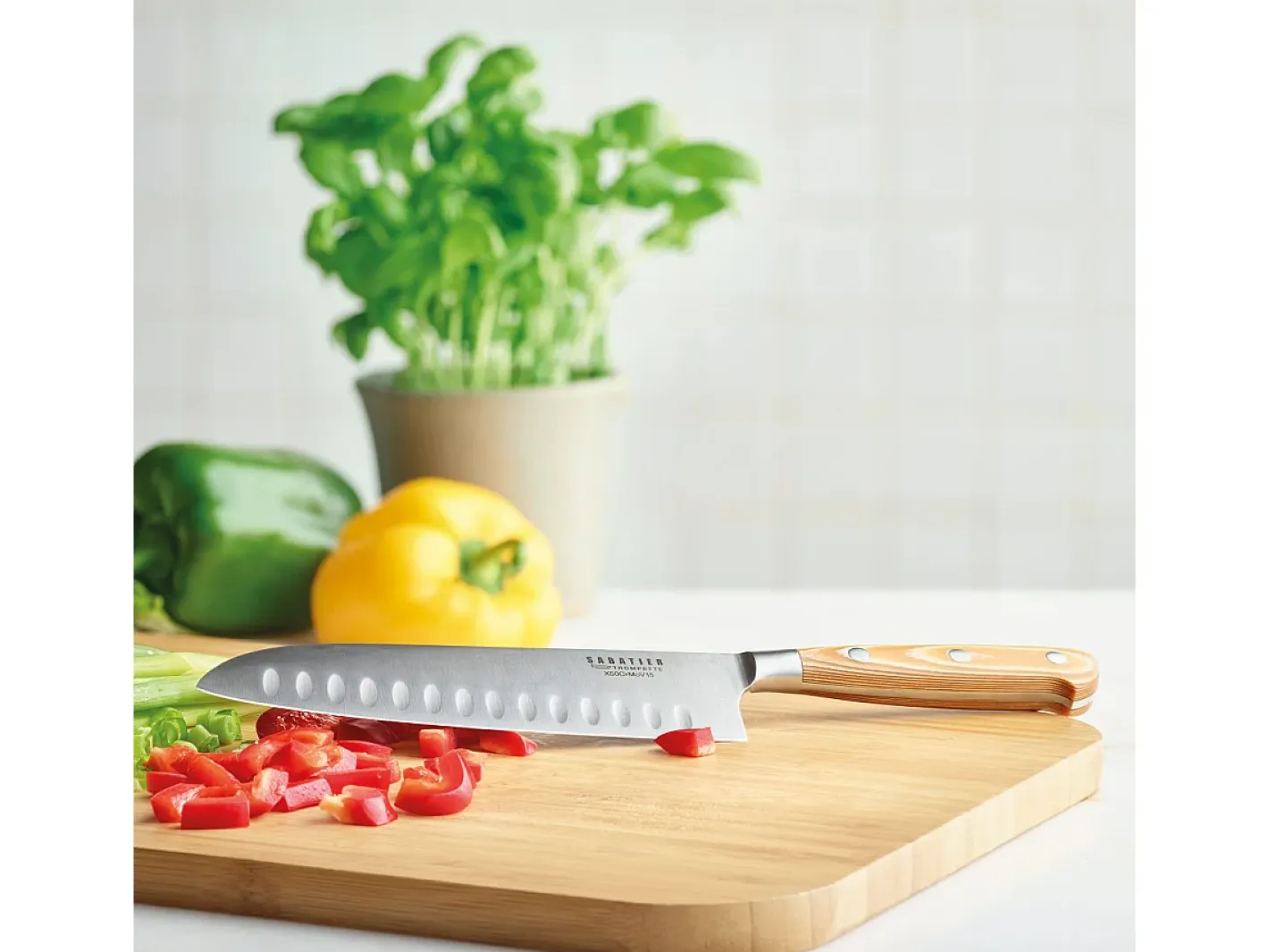 Sabatier Trompette Cubierto-Essentiel - Bloque de bambú con 5 cuchillos de cocina