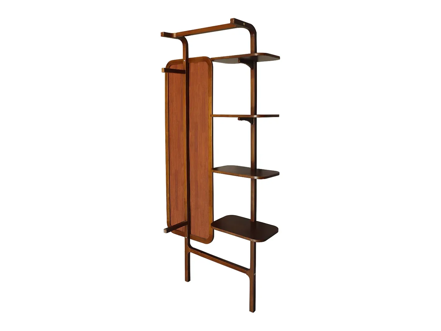 Vente-unique Estante de pared con espejo de madera de hevea - Natural - ZORVINA Color natural oscuro Best