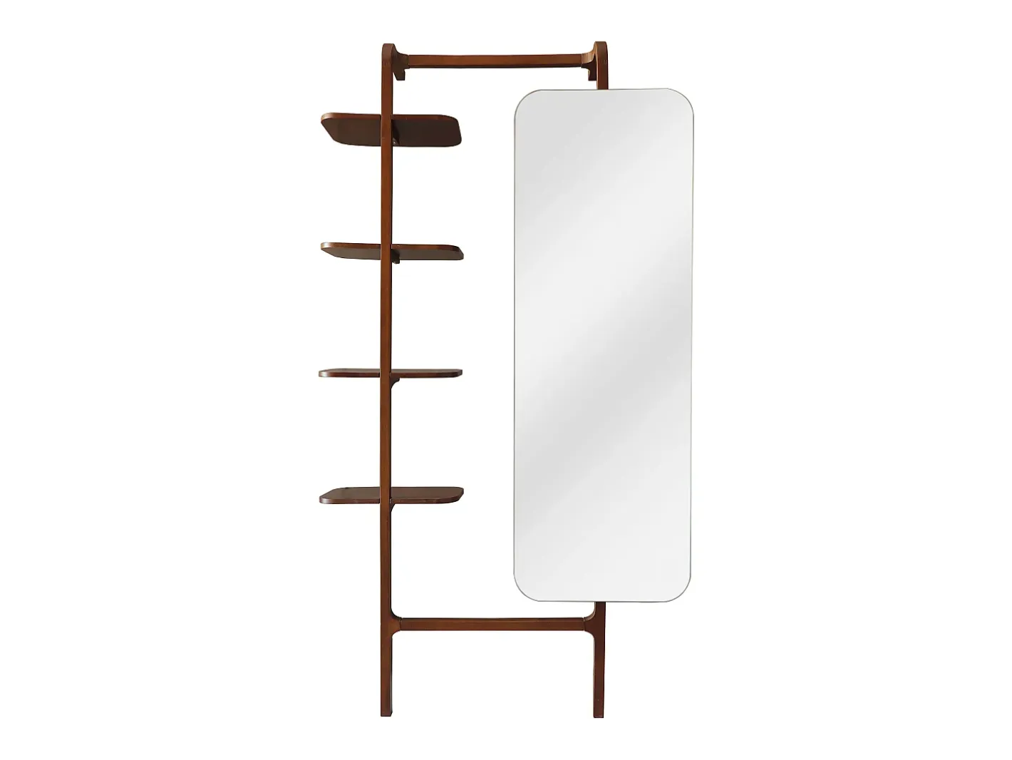 Vente-unique Estante de pared con espejo de madera de hevea - Natural - ZORVINA Color natural oscuro Best