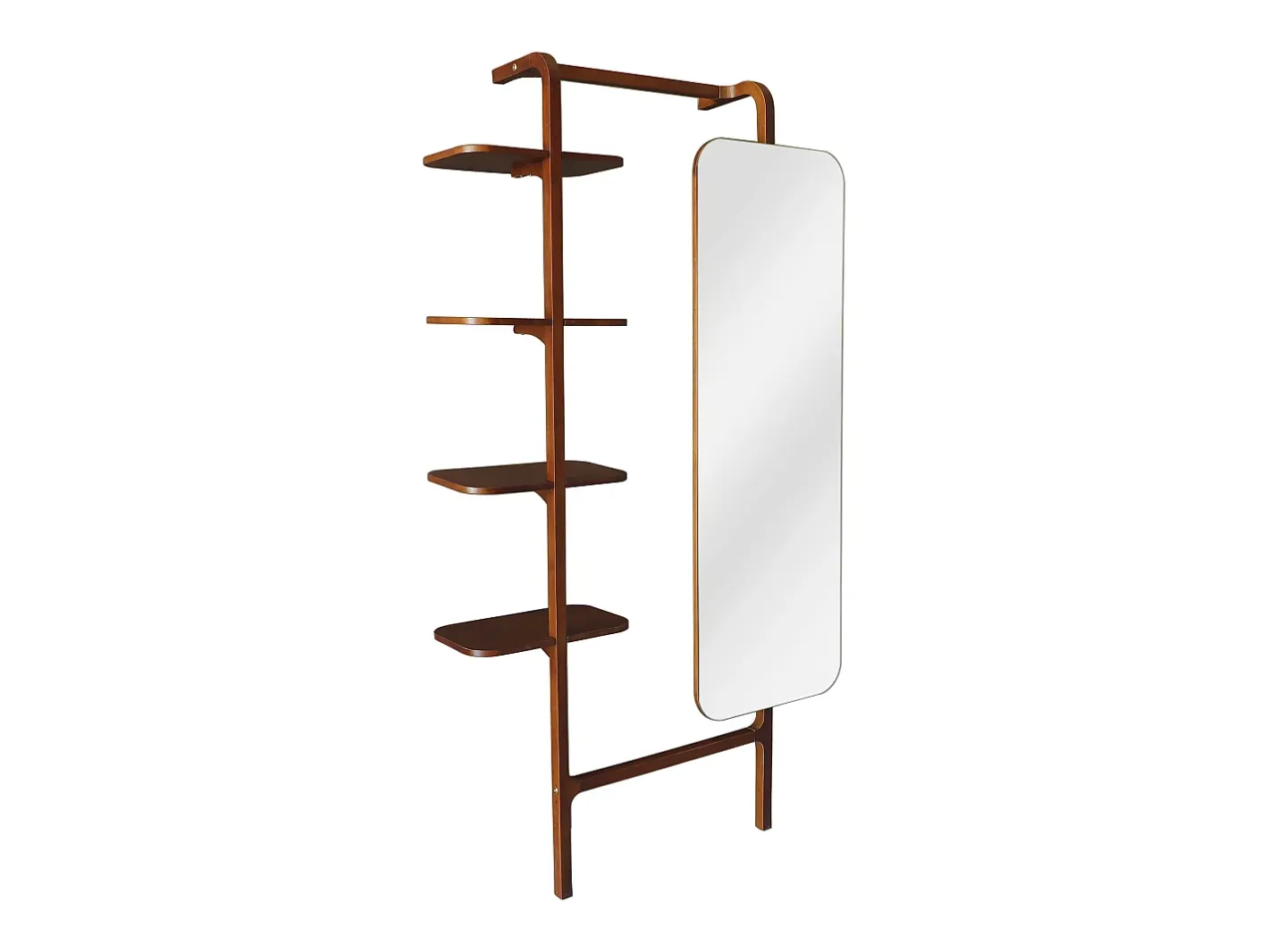 Vente-unique Estante de pared con espejo de madera de hevea - Natural - ZORVINA Color natural oscuro Best