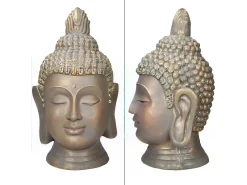 Discount ECD Germany Estatua cabeza de Buda 74,5 cm aspecto bronce en poliresina Beige