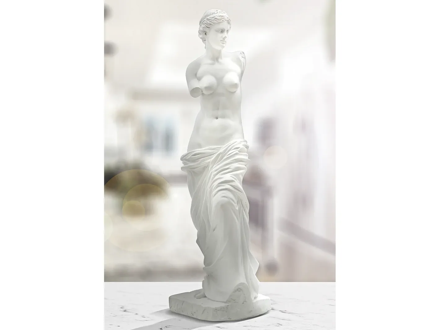 Outlet Estatua clásica decorativa de mesa en polirresina blanca h49cm estilo griego Blanco
