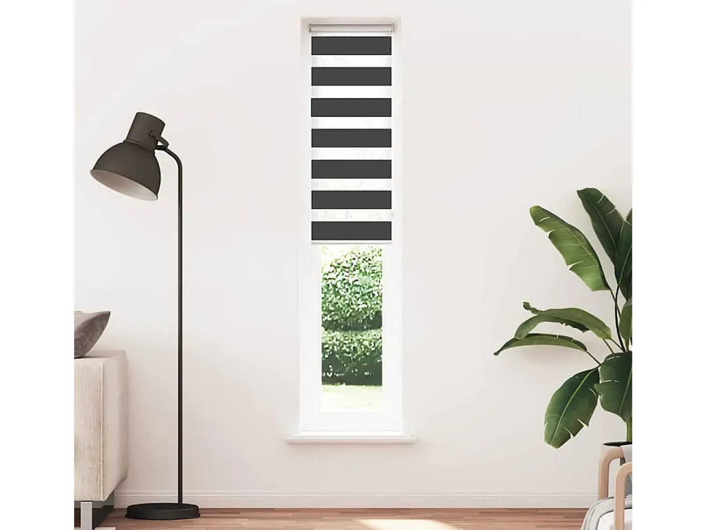 Estor cebra 40x200 cm ancho tela 35,9 cm poliéster Negro Clearance
