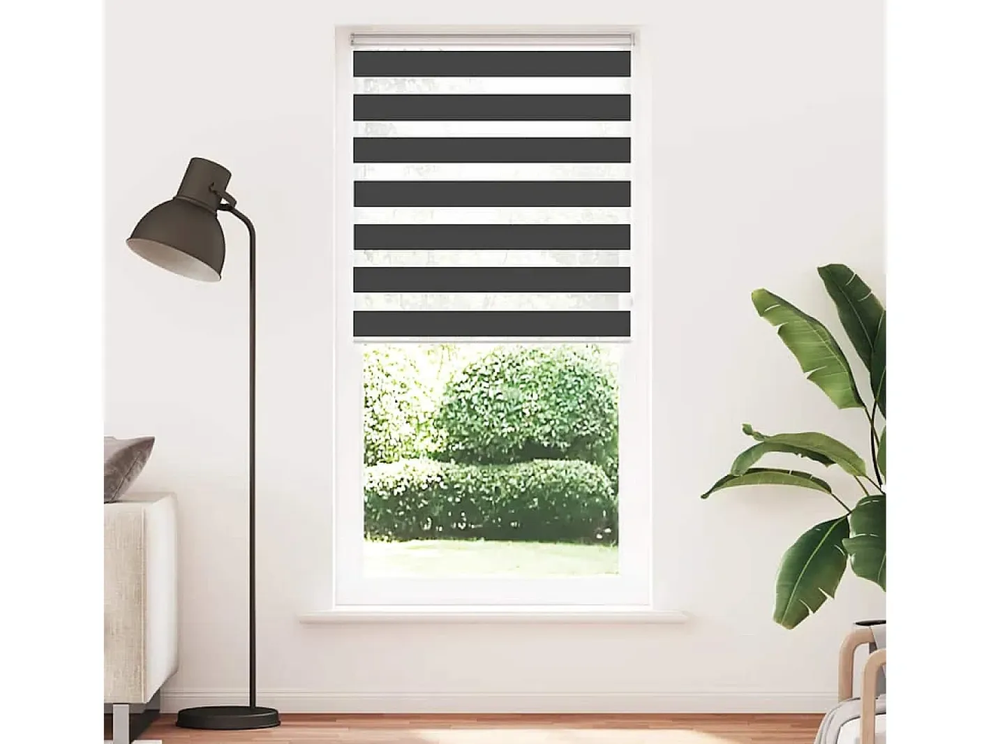 Outlet Estor cebra 105x200 cm ancho tejido 100,9 cm poliéster Negro