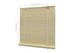 Estor enrollable de bambú natural 120x160 cm Beige