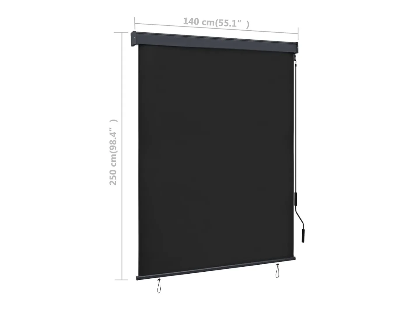 Outlet Estor enrollable de exterior 140 x 250 cm Antracita Gris