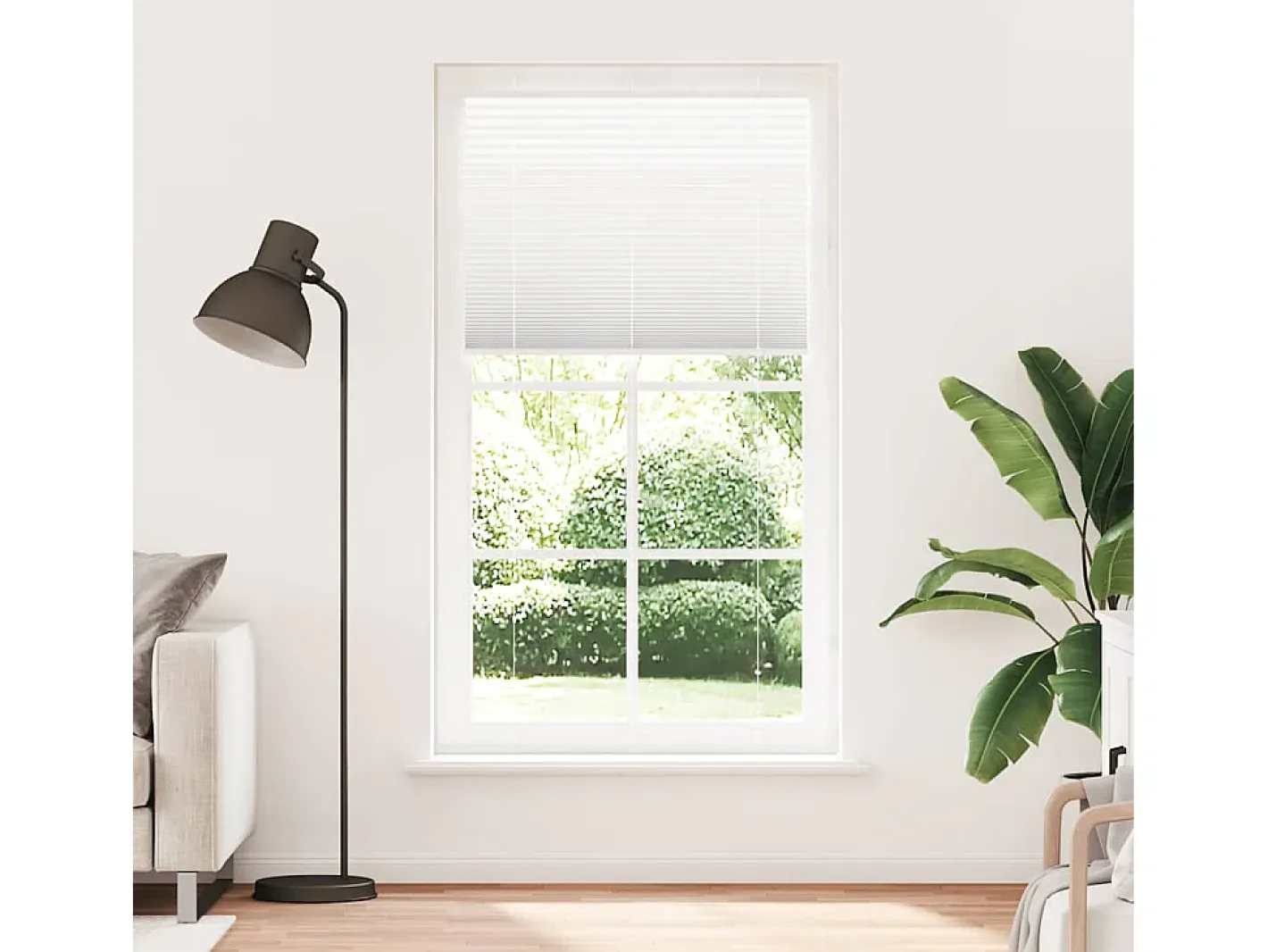 Estor plisado 105x200cm ancho tela 104,4cm poliéster Blanco