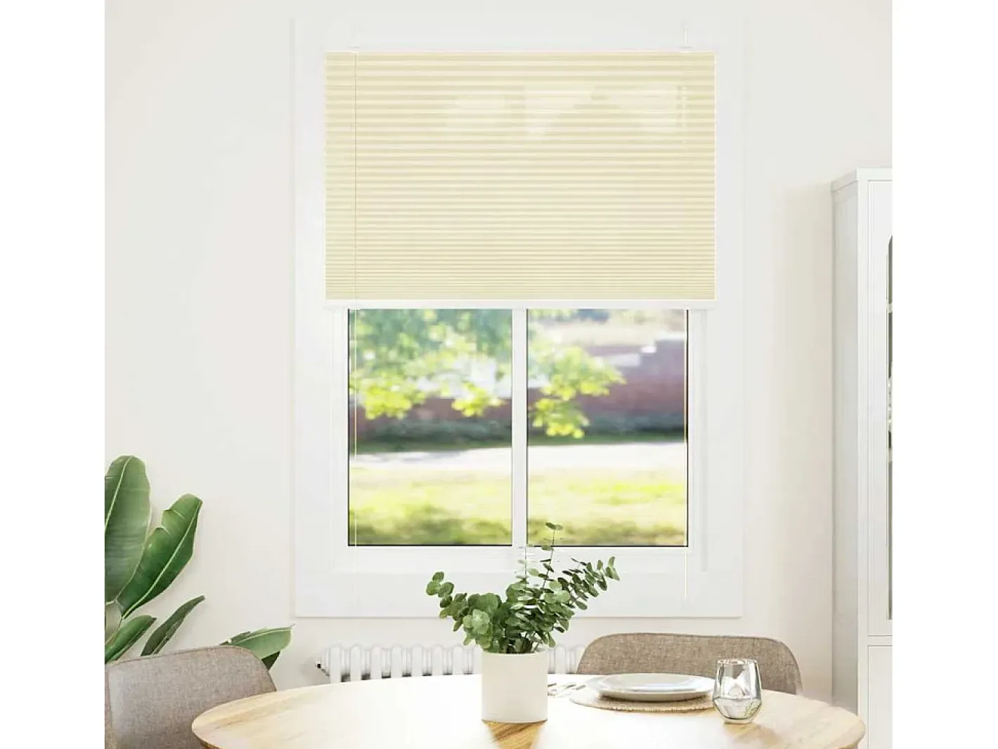 Ropa De Casa-Estor plisado color 95x150 cm ancho tela 94,4 cm poliéster Crema