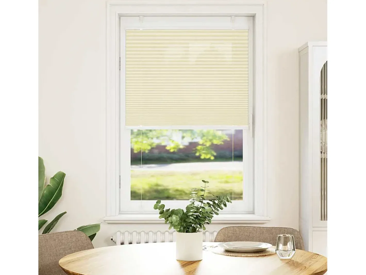 Sale Estor plisado color 70x150 cm ancho tela 69,4 cm poliéster Crema