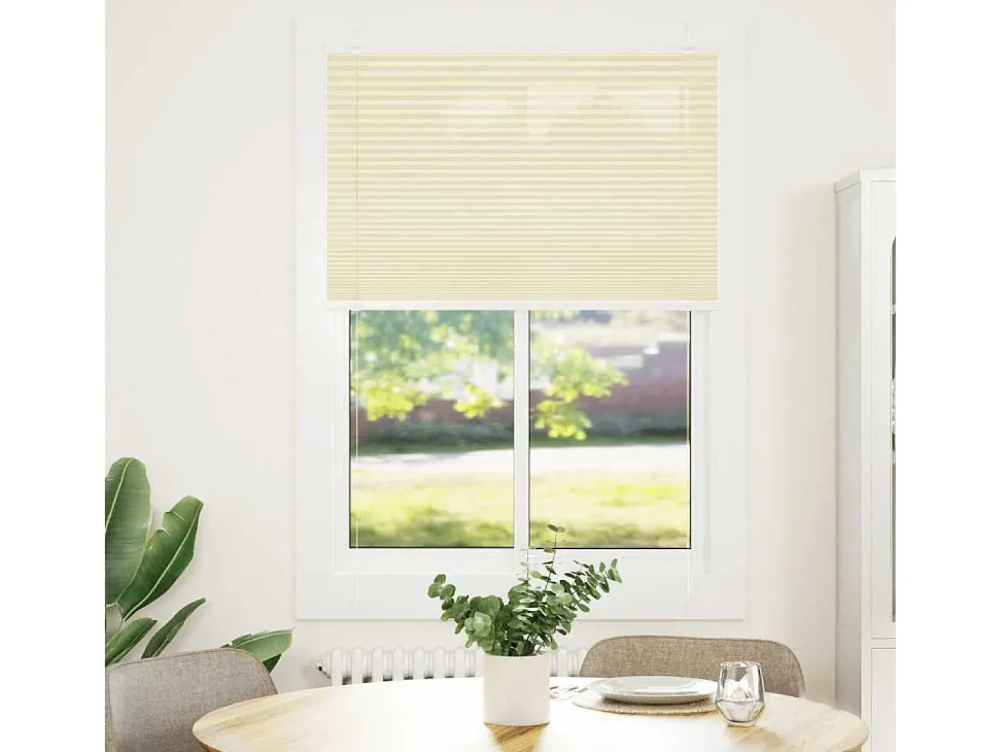 Ropa De Casa-Estor plisado color 90x100 cm ancho tela 89,4 cm poliéster Crema