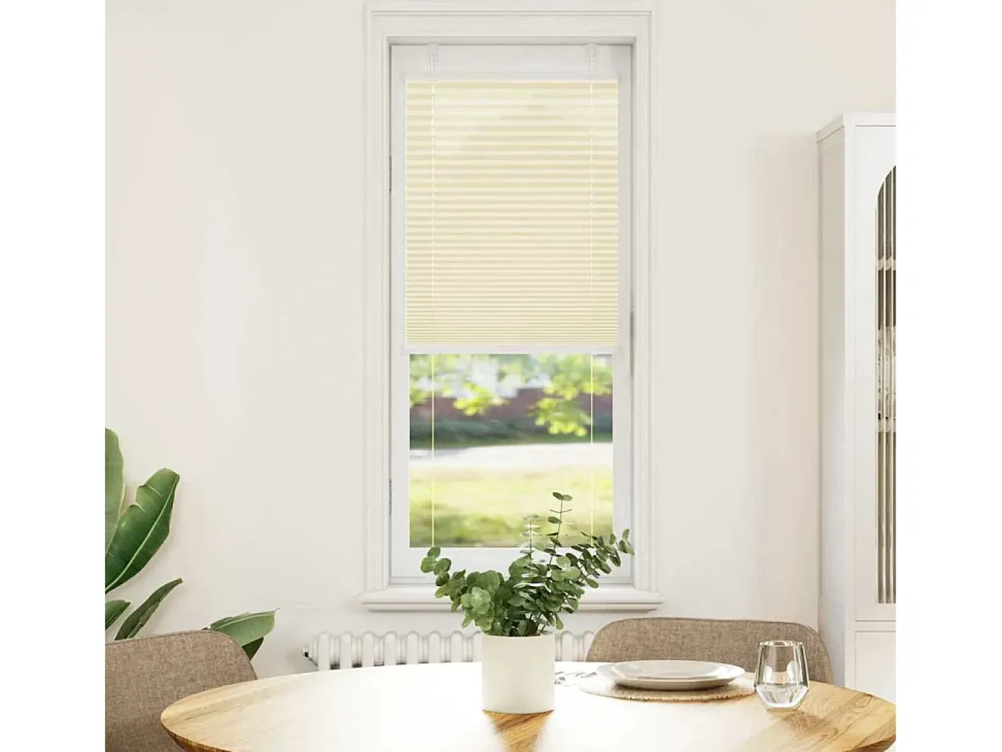 Ropa De Casa-Estor plisado color 45x100 cm ancho tela 44,4 cm poliéster Crema