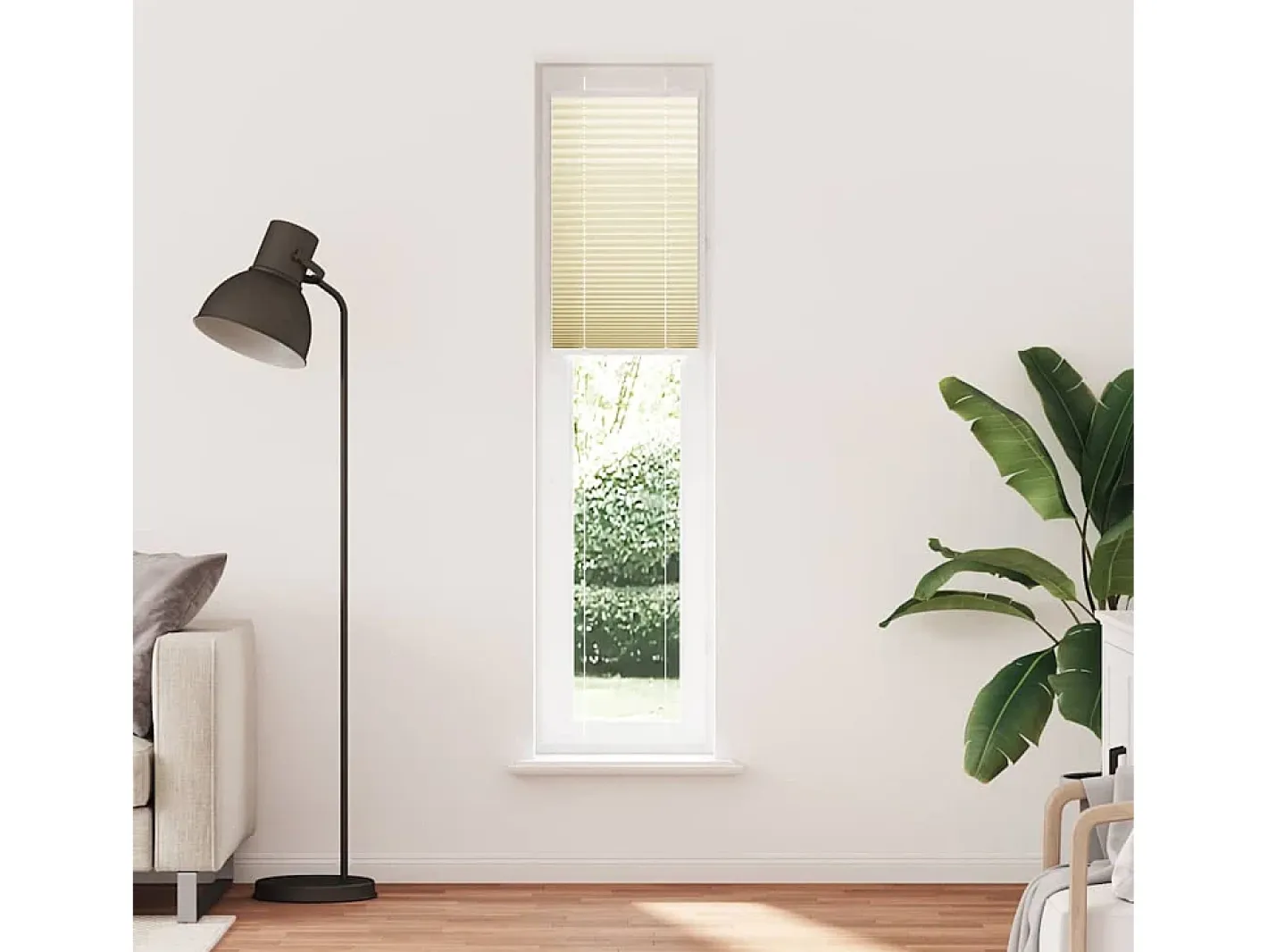 Ropa De Casa-Estor plisado color 50x200 cm ancho tela 49,4 cm poliéster Crema