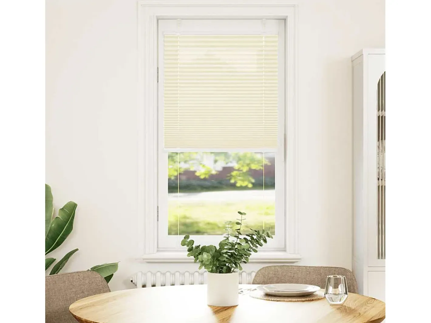 Estor plisado color 55x150 cm ancho tela 54,4 cm poliéster Crema