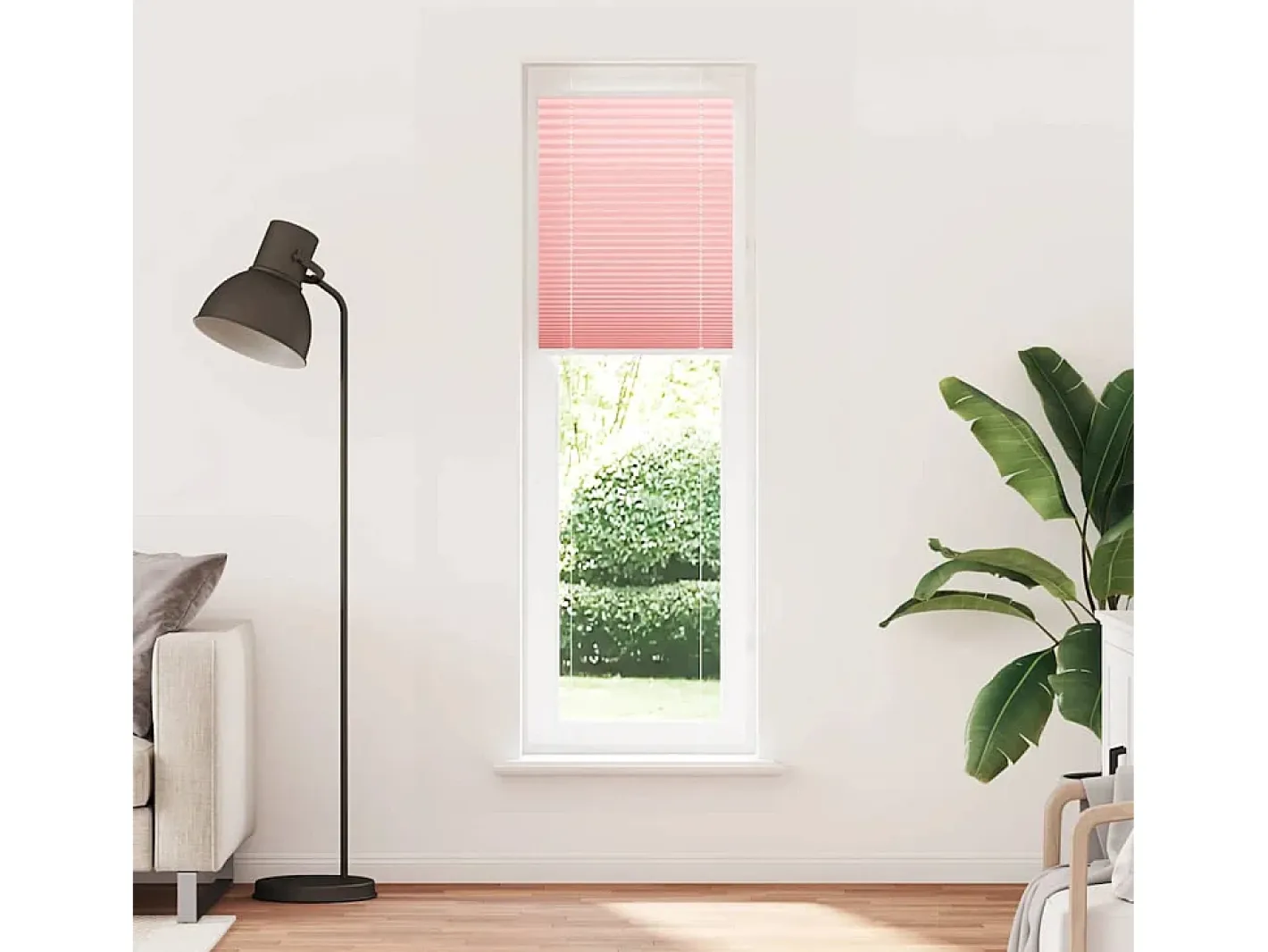 Clearance Estor plisado 55x200 cm ancho tela 54,4 cm poliéster Rosa