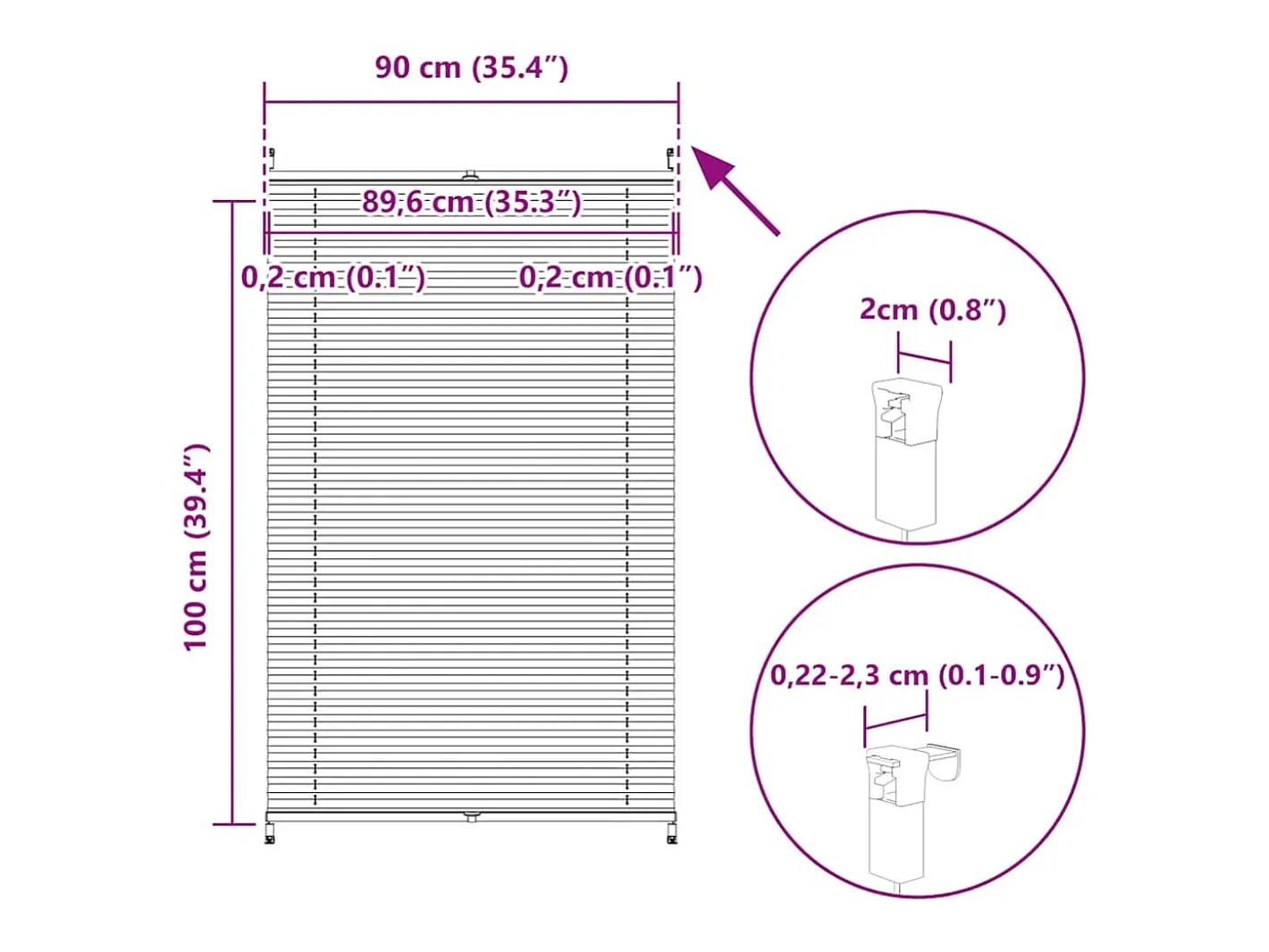 Hot Estor plisado 90x100 cm Blanco