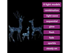 Best vidaxl Familia de renos de Navidad acrílico 300 LEDs frío Blanco