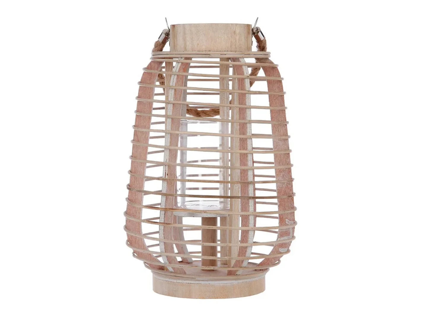 Atmosphera Iluminación Exterior-Farol Portavelas Ratán (33 x 22 cm) Beige