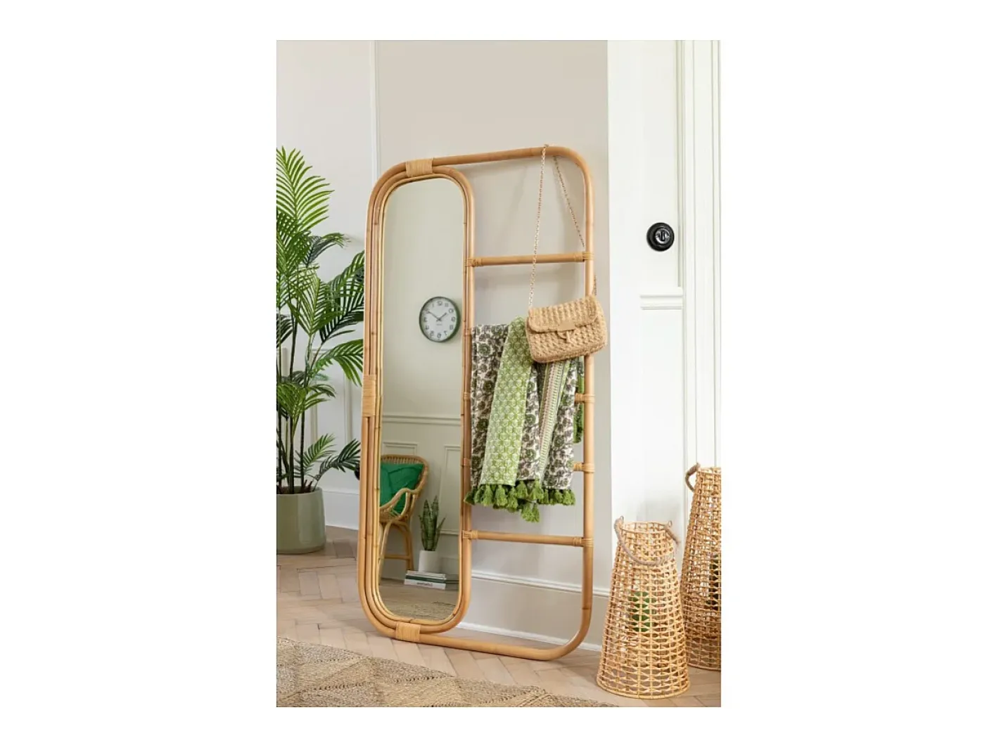 Outlet J-Line Farol de mimbre 30x30x55 cm Beige