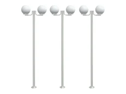 Iluminación Exterior-Farolas de exterior 3 unidades acero inoxidable 215 cm ES155624 Plateado