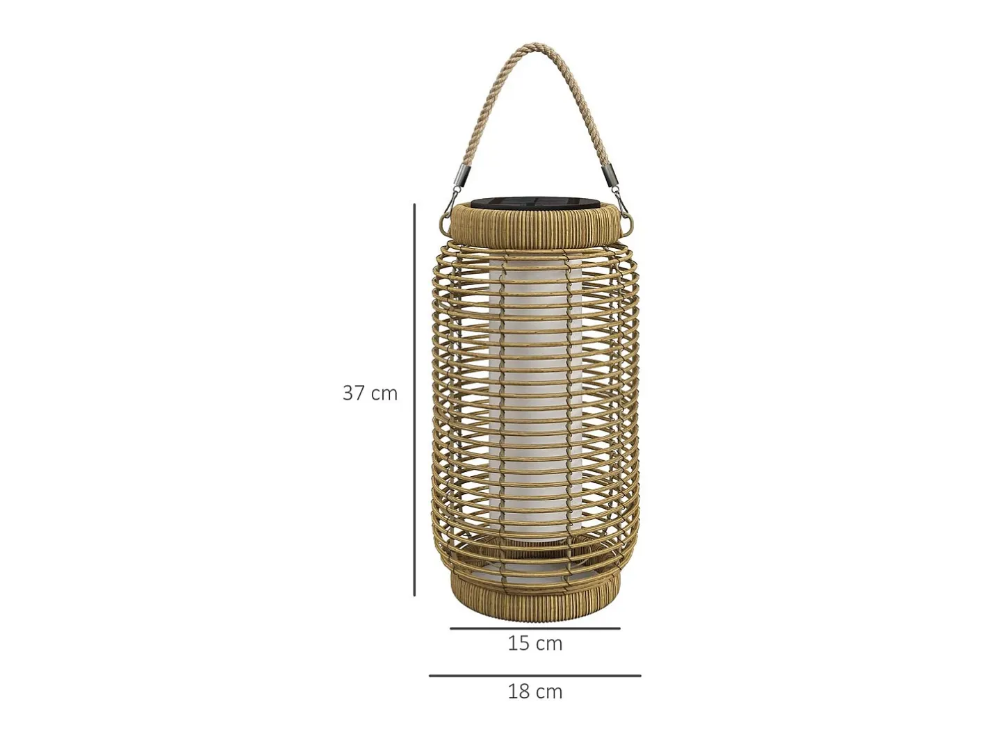 Outsunny Farolillo solar Ashti luces LED natural Ø18x37 cm Negro