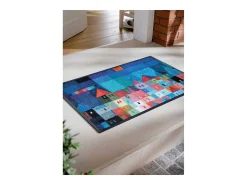 Felpudo-Felpudo 50x75 tejido estampado fresco CASAS Azul