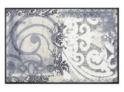 Felpudo-Felpudo 50x75 tejido retro-vintage ARABESQUE estampado azul y Gris