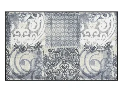 Felpudo-Felpudo 50x75 tejido retro-vintage ARABESQUE estampado azul y Gris