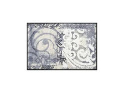Felpudo-Felpudo 50x75 tejido retro-vintage ARABESQUE estampado azul y Gris