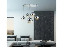 Maytoni Fermi Lámpara Colgante de Techo Cluster Níquel y Cristal, 5 Luces, E27 Gris New