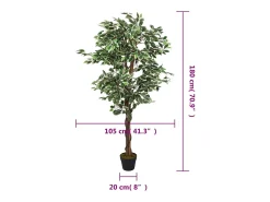Ficus artificial con 1008 hojas 180 cm ES746438 Verde Discount