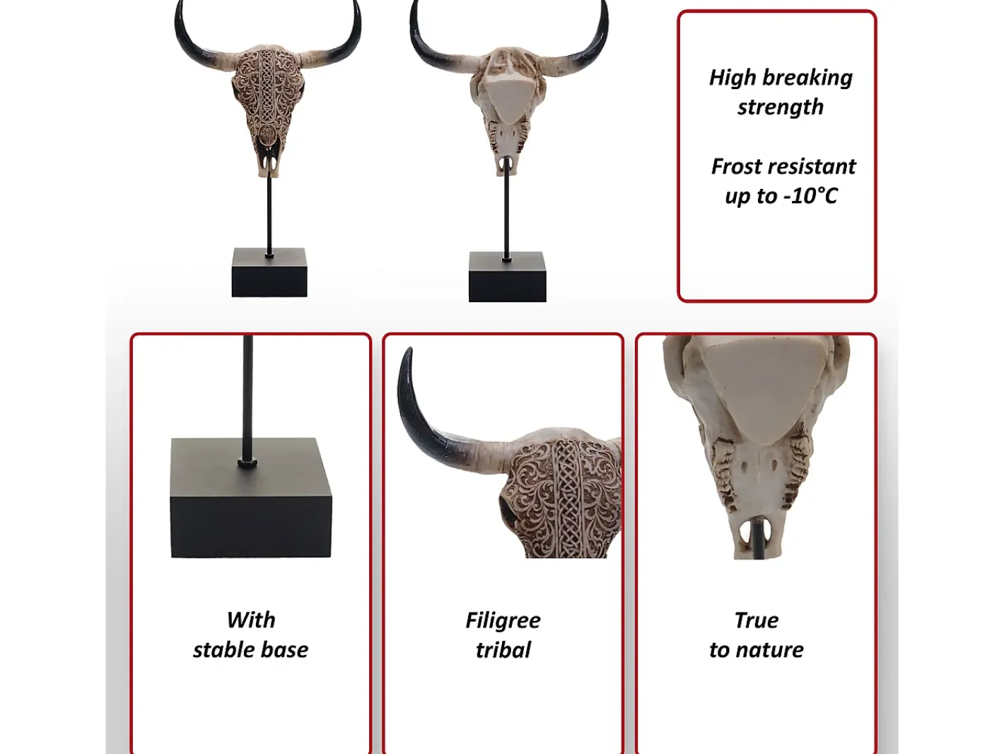 MCW Figura decorativa de pie cráneo de vaca -D30 Beige Best